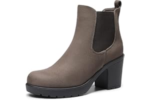 DREAM PAIRS Femme Talons Chelsea Bottines Boots Hauts En Cuir Vintage Confortables Chunky Bottes 7.5cm