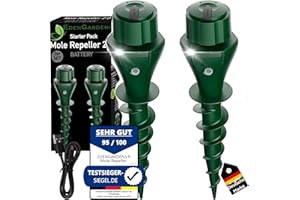 EdenGardens 2er Pack 'MOLE Repeller 2.0 Battery' Maulwurf Vertreiber bestes Mittel gegen Wühlmäuse & Maulwurf - Maulwurfschreck Maulwurf vertreiben (Set Erweiterung ohne Ladegerät)