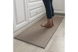 Urukundo Küchenteppich Waschbar rutschfest, Teppich Läufer Flur Küche rutschfest, Flachs Jute Küchenfußmatten für Vor Dem Waschbecken Küchenteppiche Wohnzimmer und - Gummisohle Matten rutschfeste