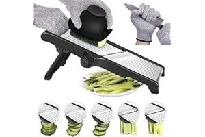 MILCEA Mandolina de Cocina Cortador De Verdura - Mandolina Profesional Ajustable De Acero Inoxidable, Con Protección Para Las Manos, Realiza Rebanadas Gruesas De 1 A 9 mm, Cortador de Verduras Manual