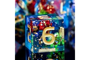 ARUOHHA Sharp Edges Jeu de dés en résine translucide Lightning DND, 7 pièces inclusions de fleurs D&D Dés polyédriques bleus Donjons et Dragons RPG Jeux de rôle Fait à la main Jeu de dés D et D avec