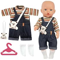 Set Vestiti Per Bambole 35-43 Cm: 4 Pezzi Con Felpa Con Cappuccio Viola, Pantaloni, Calzini E Gruccia