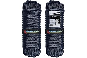 Amarine Made Double Braided Nylon Dock Lines 4840 lbs Breaking Strength (L: 20 ft. D:1/2 inch Eyelet: 12 inch) 2 Pack of Marine Mooring Rope Boat Dock Lines Working Load Limit:968 lbs