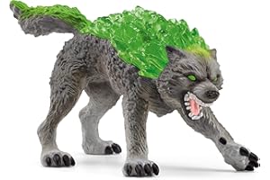 schleich ELDRADOR CREATURES | Granitowy Wilk 70153 | Szczegółowa figurka kolekcjonerska | z przezroczystymi kryształami na grzbiecie | Prezent dla chłopców i dziewczynek | Zabawka 7+ | 9 × 14 × 7 cm