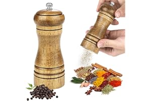 GlasFlength Pfeffermühle, Holz Salz und Pfeffermühle Verstellbare Keramikmühle mit Keramikmahlwerk Pfeffermühlen mit Reinigungspinsel für Gewürze Pfeffer Salz Fenchel Chili Grobes Salz