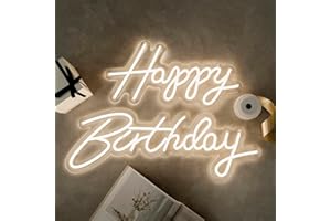 NELUX Happy Birthday - Luces de Neón LED para Fiesta de Cumpleaños, Decorar Pared de Bar o Habitación, Cartel Luminoso Dormitorio de Adolescentes, Fiestas o Navidad. Incluye mando a distancia
