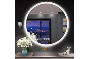 S'bagno 80 cm Espejo de baño Redondo con retroiluminación, Espejo Baño con Luz con atenuación antivaho Cambio de Color, Espejo baño LED con Altavoz Bluetooth