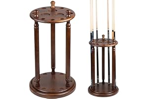 Collapsar Revolving Pool Stick Holder - 100% Solid Wood Billiard Pool Cue Rack Floor Stand - Holds 9 Pool Cue Sticks (Dark Walnut)