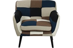 Totò Piccinni Divano in Tessuto Patchwork imbottito con Braccioli (Moon, Poltrona)