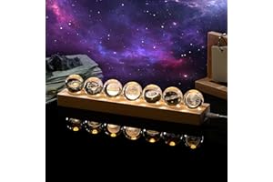 QIANWEI 3d Crystal Ball Solar System Crystal Ball with Led Lamp Base - Best Birthday Science Gifts For Man Teacher Boy Kids Girls Men - Galaxy Jupiter Saturn Moon Earth Solar System Space Astronomy Gifts