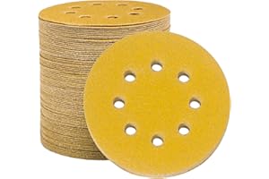STEBRUAM Disco de Lija Discos de Lija de 100 Piezas 80 Granos Discos de Lija 125mm Papel abrasivo autoadhesivos Discos de Pulir Hook and Loop Papel de Lija Abrasivos 8 Agujeros para Lijadora Orbital