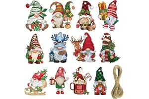 ERBO Drewniane zawieszki na Boże Narodzenie, 24 sztuki zawieszek bożonarodzeniowych, dekoracja bożonarodzeniowa, drewno, zawieszka na Boże Narodzenie ze sznurkiem, ozdoby choinkowe, ozdoby choinkowe,