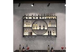 EudoER Modernes Weinregal aus Metall, Wandmontage, Bar-Einheit, schwebende Regale, Weinregale, Glasregal, Eisen-Display-Ständer, Weinhalter mit Regalen, für Zuhause, Restaurant, Bars
