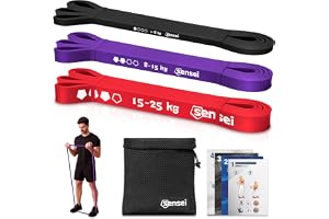 SENSEI träningsband för motstånd (1–25 kg) – träningsband för rehabilitering och uppvärmning – träningsplan, e-bok och påse