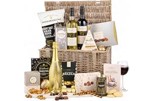 THORNTON & FRANCE Thornton and France Frosty Nights Luxury Christmas Food Hamper Gift Basket | Prosecco Gift with Red Wine & White Wine | 13 Sweet and Savoury Snacks