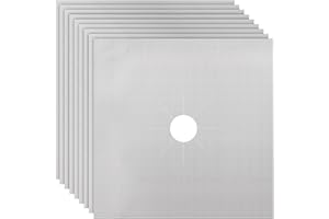 CHUERTECH Protector Estufa Gas, 8PCS Protector de Quemador Cocina, Protector Fogones Gas Antisalpicaduras, Tapetes del Rango del Gas Quemador Para Almohadillas Limpieza, No Pegajosa y Fácil de Limpiar(27x27CM)