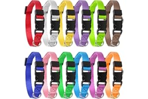 Yorgewd Confezione da 12 collari regolabili per cuccioli, cani di piccola taglia e gatti (multicolore, 17-26 cm)