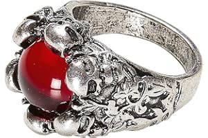 Widmann 46753 – dödskalle-ring, med röd juvel, smycken, karneval, temafest, halloween