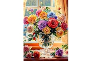 Hongyrjy Flowers Paint by Numbers for Adults-Flower Painting Kits for Adults,Flowers Paint by Number Canvas for Gifts and Home Wall Decor 12x16inch