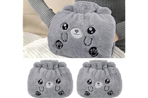 Auniq 2Pcs Hot Water Bottle with Soft Cover, 1.3L Large Capacity Hot Water Bag Rubber Warm Water Bag with Hand Pocket, Soft Faux Fur Warm Water Bottle for Neck, Shoulder Pain, Hand Warmer Winter Gifts