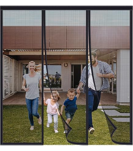 Magnetisches Fliegengitter Für Türen – 240x255 Cm, Selbstklebend – Moskitonetz Für Balkon, Küche, Schlafzimmer (Grau)