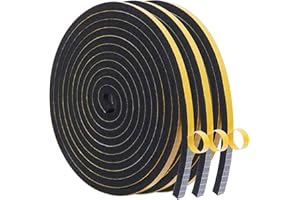 WochiTV Foam Tape Weather Stripping 6mm(W) x 6mm(T), Insulation Soundproofing Strips Tape Gasket Seal for Doors and Window Jamb, Sliding Door Frame, Total 9m (3 Strips, 3M Long Each)