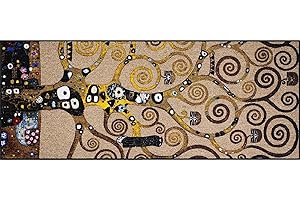 ‎SALONLOEWE Salonloewe Fußmatte Gustav Klimt Ethno Impressions Lebensbaum 75x190 cm Künstler Wohn-Teppich waschbar