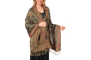 Lamca Women Pashmina Shawls and Wraps Scarf Soft Silky Reversible Paisley Scarves Shawl for Women UK