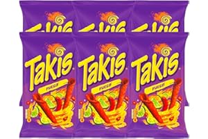 ZAMA4ZINGO Takis Fuego Extreme Hot Maischips mit Chili- und Limettengeschmack 100g | Knusprige, frittierte gerollte Snacks | Pikant und würzig | (6er Pack, Fuego)