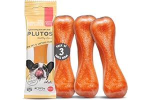 PLUTOS Käse und Lachs Kauknochen für Hunde | Käseknochen Hund aus Käse und Lachs | Langanhaltende Kausnacks für Hunde jeder Größe | Käsestangen | Gesunde Hund Knochen für Zahnpflege und Kauspaß