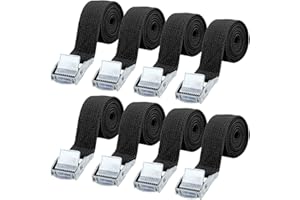 NIZIRIOO 8 pasów mocujących, krótki pas mocujący do bagażnika rowerowego z klamrą zaciskową, pasy mocujące, do bagażników rowerowych, akcesoria, mały pas mocujący do motocykla, do wózka transportowego, do samochodów ciężarowych, bagażu, 1 m x 25 mm, do 250 kg