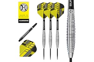‎HARROWS Harrows NX90 90% Tungsten Darts | Darts-Set mit Stahlspitze| 21g, 22g, 23g, 24g, 25g & 26g | Enthält Supergrip-Schäfte und 100-Mikron-NX90-Flüge