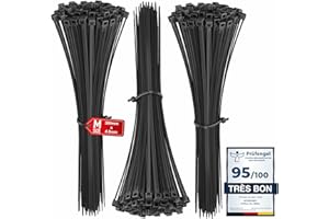 intervisio Collier de Serrage 300 mm x 4,8 mm, Attache Câble, Serre Câbles Rilsan Nylon, Colliers Serre-Cable 300mm, Noir, Lot de 300 Pièces