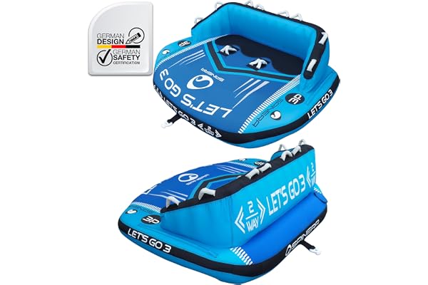 SPINERA Let's Go Towable soffskydd för 2, 3 eller 4 personer – bekvämt familjerör med ryggstöd, Quick Connect Hook, 840D nylon fullt skydd, 2-vägs towing, 100 % action% adrenalin
