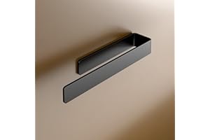 LIEBHEIM Portasciugamani senza foratura, tenuta ottimale grazie alla superficie adesiva extra grande – Barra portasciugamani in acciaio inox da incollare (22, acciaio inox nero)