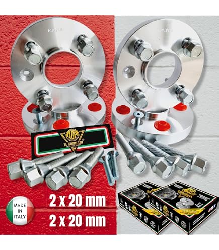 ATHENA Kit 4 Distanziali Ruote 12 Mm Per Lancia Delta (2008+) | Alluminio Anodizzato Con Bulloni Conici 12x1,25 - 3