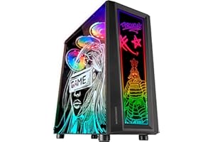 Mars Gaming MC-Art, Caja PC Gaming ATX, Doble Cristal Templado Dibujable, ARGB 12 Modos, Ventilador 12 cm, Negro