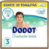 Dodot Baby Diapers Total Care Size 3 (6-10 kg), 132 pcs + 10 Wipes | Gentle protection for baby's skin, includes 10 Aqua Pure