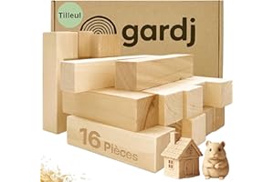 Gardj Lindenholz zum Schnitzen – 16 Stück Schnitzholz Rohlinge Set für Anfänger & Kinder – Weiche Holzblöcke in 3 Größen – Holz zum Basteln, DIY, Figuren & Holzschnitzen, 16-2-2