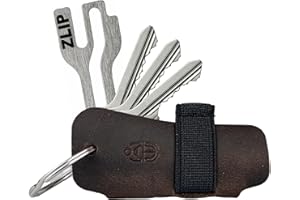 EL BICHO® Faro I Organiseur de clés en cuir avec ZLIP® and Slide Décapsuleur de chariot en acier inoxydable, organisateur de clés pour trousseau de clés, étui pour 1 à 7 clés