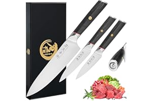 KENSHUI Couteau de cuisine couteau professionnel set de 3 pièces Cadeau de chef