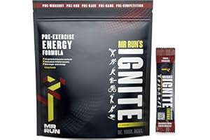 Mr Run's Ignite Pre Workout Energy Drink Powder - Sharp Focus & Fast Recovery - Sugar Free with BCAA, Taurine, L Citrulline | Gym Preworkout, Running, Cycling, Gaming, Study | 24 Sachets