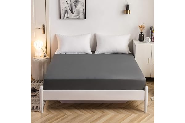 MOHAP Drap Housse 140x190-200cm avec Bonnet 30cm Gris Drap Housse 100 GSM en Microfibre de Haute Qualité 100% Polyester Doux, Résistant, Anti Plis