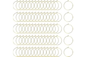 GETRICH 200 Stück Weinglas Anhänger Gold/Silber, 25mm Glasmarkierer Glas Markierung Trinkgläser Legierung Weinglas Charms Ringe für Cocktail, Getränke, Glasflasche, Weinglas Marker