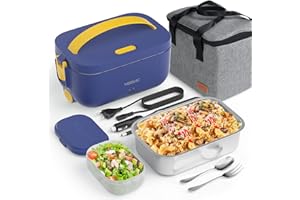 YISSVIC Fiambrera Eléctrica 3 en 1 12V 24V 220V con Bolsa Aislante Calentador de Comida Portátil Eléctrico 1.5L para Coche/Ca