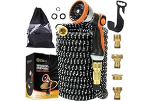 Becalia Manguera Jardin Extensible - Manguera Extensible 30 Metros con Adaptadores de Laton para Exterior e Interior y Pistola Regulable para Familias con Jardín, Terraza, Huerto, Campo, garden hose.