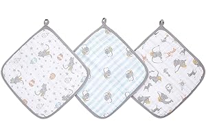 aden + anais Dumbo Waschlappen - Packung von 3 | Disney Baby | 100% Baumwoll Musselin, Bath & Flanell für Babys | Mickey Mouse Unisex Baby Geschenkset | Waschen Sie für Neugeborene