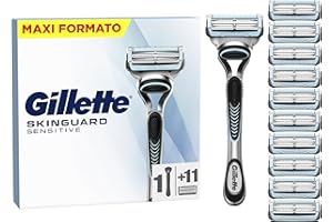 Gillette Skinguard Sensitive Rasoio Da Uomo Con LAMETTE DA BARBA Di Ricambio Con Un Tocco Di Aloe, 10 LAMETTE DA BARBA Di Ricambio, Clinicamente Testato Per Pelli Sensibili