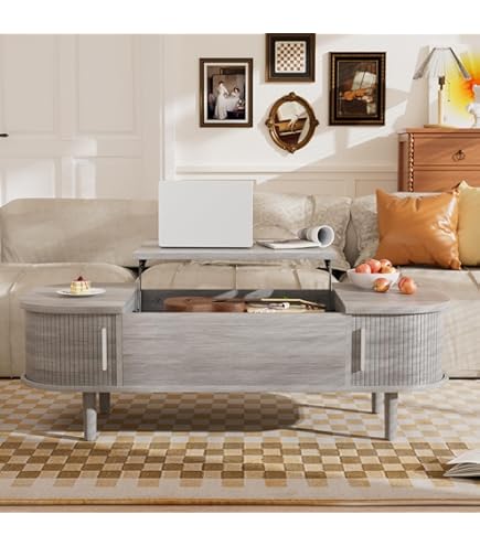 Coffee Table With Storage Vierkante Salontafel In Industriële Stijl - Moderne Middentafel Metalen Frame Opbergblad 60cm X 60cm X 40cm Wit PURFINO Salontafel Verstelbaar Tafelblad