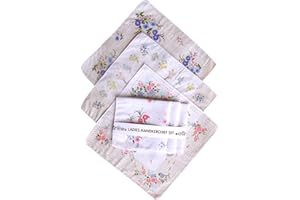 TEDDYT'S Ladies White Summer Flowers Floral Handkerchief Gift Set (3 Pack)